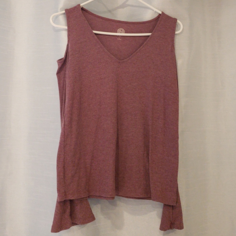 Purple cold shoulder top